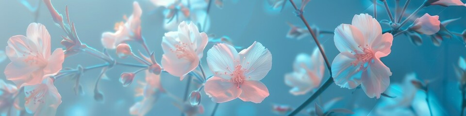 banner tranquil floral dreamscape with elegant soft-hued petals - obrazy, fototapety, plakaty