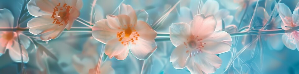 banner peaceful floral arrangement in pastel tones and light - obrazy, fototapety, plakaty