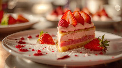 Strawberry vanilla sponge cake - obrazy, fototapety, plakaty