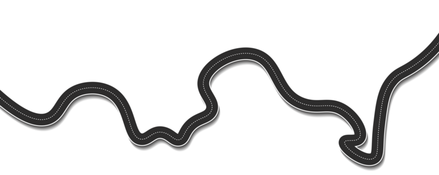 Winding road isolated on transparent background. Set of Bending roads and highways vector illustrations