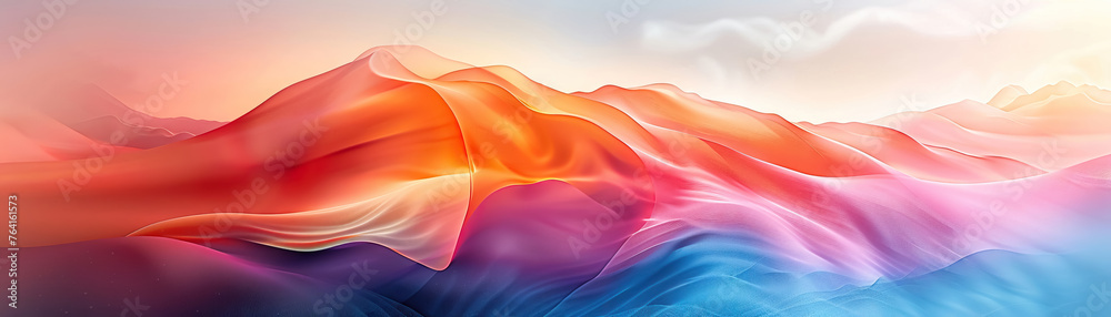 Poster vibrant gradient wave showcasing a smooth transition of warm and cool colors