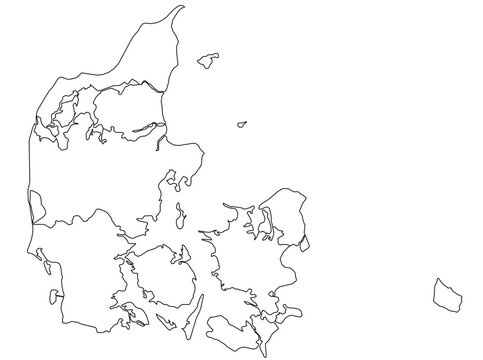 Outline of the map of Denmark with regions