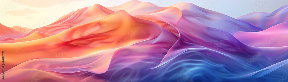 Poster vibrant gradient wave showcasing a smooth transition of warm and cool colors