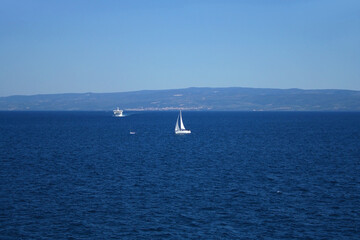 Fototapeta premium Sailing boat and beautiful Adriatic sea landscape in Croatia.