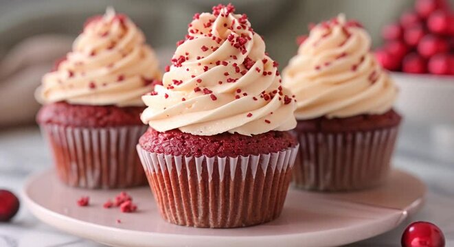 Red velvet cupcakes with cream cheese frosting