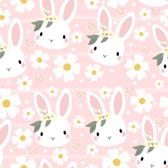Seamless easter pattern with rabbits