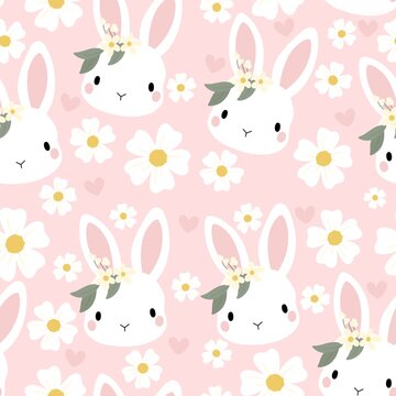Seamless easter pattern with rabbit