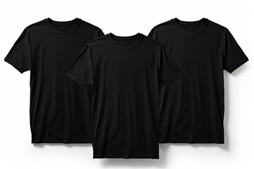 Plain blank black t-shirt mockup for front and back view on white background
