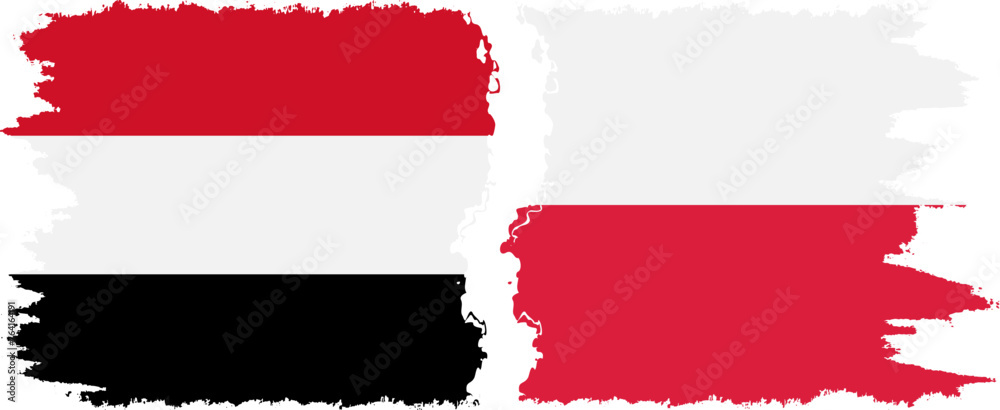 Wall mural poland and yemen grunge flags connection vector