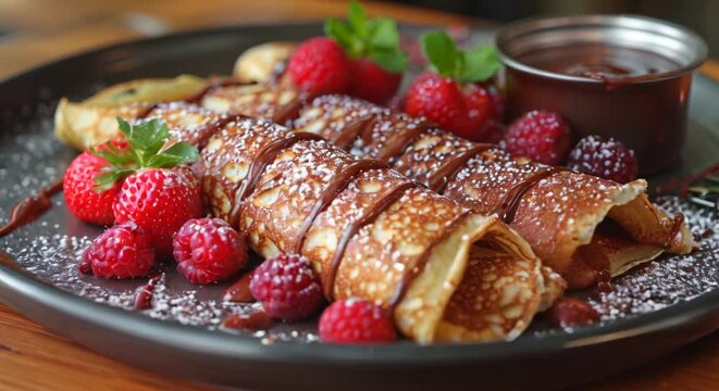 Nutella stuffed crepes, hazelnut spread