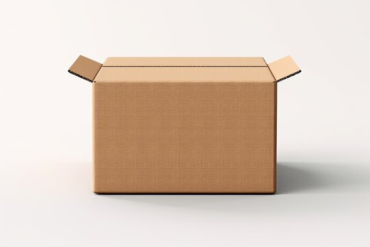 Blank gift box or empty cardboard packaging box mockup 3d rendering on a white background.