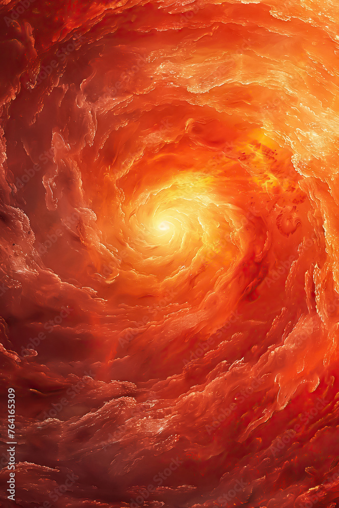 Poster Abstract swirl of red and orange, suggesting fiery energy and dynamic movement