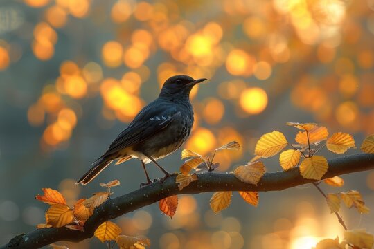 silhouette of a bird with bokeh in the background