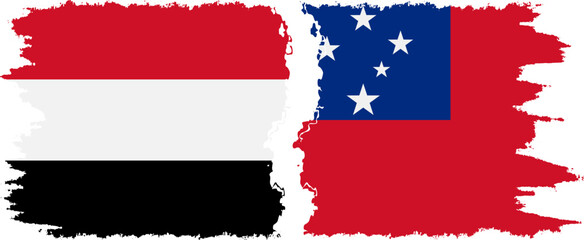 Independent State and Yemen grunge flags connection vector