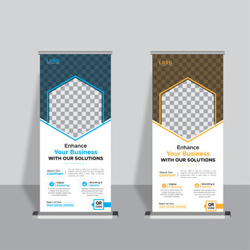 Professional vertical roll up stand banner template design , Creative set of advertising Vector roll up banner template, banner for advertising of products and events, presentations , advertising back