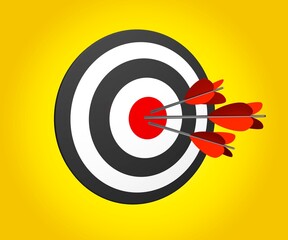 archery target illustration with colored arrow