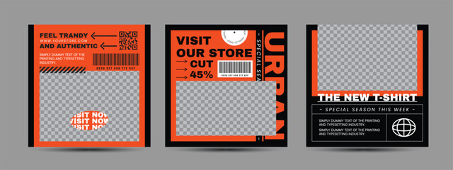 Hype social media post template set. Modern social media post bundle vector, Design editable template for social Template