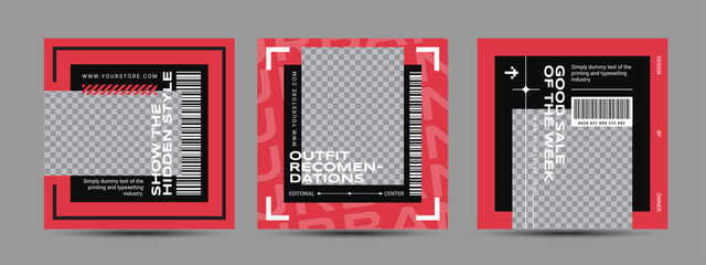 Hype social media post template set. Modern social media post bundle vector, Design editable template for social Template