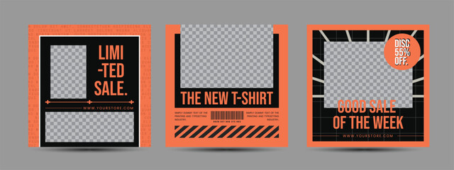 Hype social media post template set. Modern social media post bundle vector, Design editable template for social Template