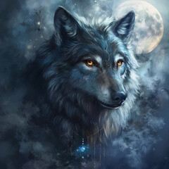 fantasy comic animals, dark wolf