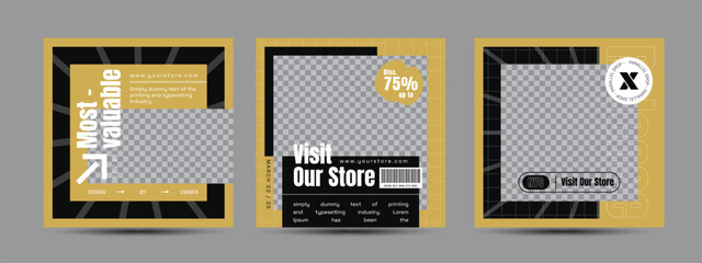 Hype social media post template set. Modern social media post bundle vector, Design editable template for social Template