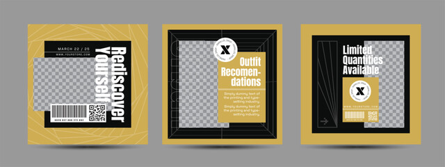 Hype social media post template set. Modern social media post bundle vector, Design editable template for social Template