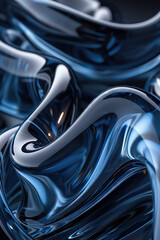 Abstract fluid art of royal blue curves, a sleek and dynamic visual experience