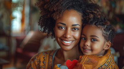 Cheerful black mother hugs her son. A cheerful black mother hugs her child and rejoices. - obrazy, fototapety, plakaty