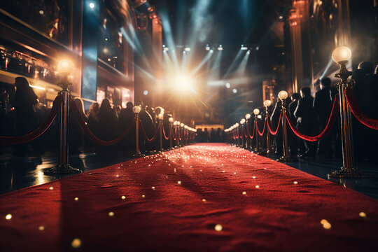 Generative AI picture of red carpet for celebrities with paparazzi festival award