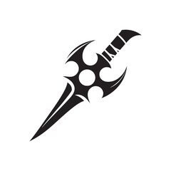 Dynamic Kunai Weaponry Silhouette Showcase - Capturing the Essence of Martial Arts Heritage with Kunai Illustration - Minimallest Kunai Vector
