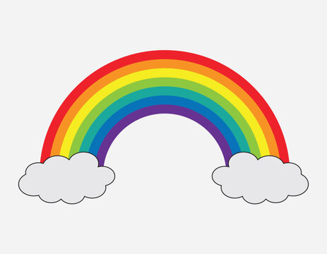 Color Rainbow With Clouds, multicolor rainbow or color spectrum flat icon for apps and websites. Cute weather element