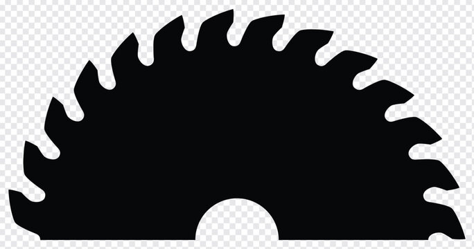 circular saw blade. Half sawblade. Isolated illustration on  transparent background.