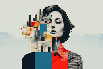 Generative AI image illustration retro Trendy paper collage composition wallpaper modern art