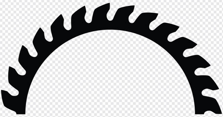 circular saw blade. Half sawblade. Isolated illustration on  transparent background.