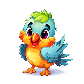 Cute cartoon parrot on a white background.