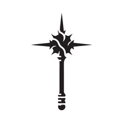 Enigmatic Mace Vector Extravaganza - Conjuring Shadows of Ancient Warfare with Mace Illustration - Simplistic Mace Silhouette
 - obrazy, fototapety, plakaty
