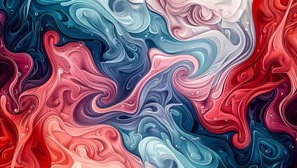 Artistic liquid marble pattern, abstract ink painting with vibrant blue and pink hues