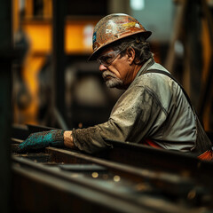 Fototapeta premium Workers working inside the factory