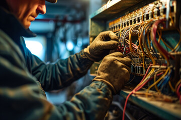 Technician Working on Complex Computer Hardware.