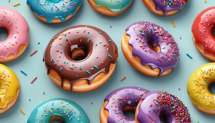 Colorful tasty glazed donut with sprinkles