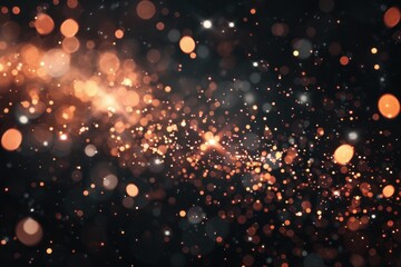Fire embers particles over black background. Fire sparks background. Abstract dark glitter fire particles lights