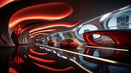 Obraz premium Generative AI Dubai metro station concept