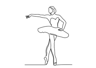 continuous line drawing of woman ballet dancer © nasharaga
