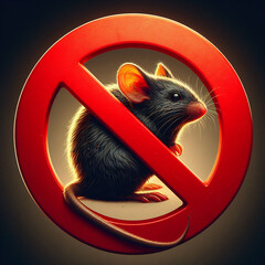 Black Mouse Forbidden: Red Circle Prohibition Sign