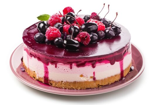 recommend clip art: Cheesecake dessert on a decorative Isolated on white background