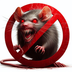 Intimidating Presence: Aggressive Rat in Prohibition Sign