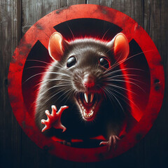 Menace Denied: Grinning Black Rat in Prohibition Sign