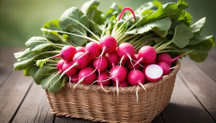 Fototapeta na wymiar Fresh radish produce in a basket