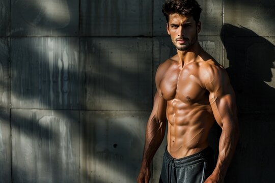 male fitness model background, sport concept
