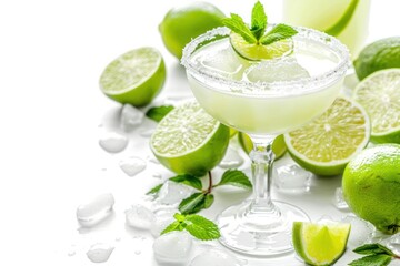 Margarita summer cocktail Isolated on white background